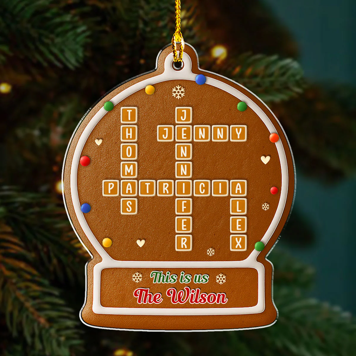 Gingerbread Ball - Personalized Custom 3D Effect Acrylic Ornament - Image 5
