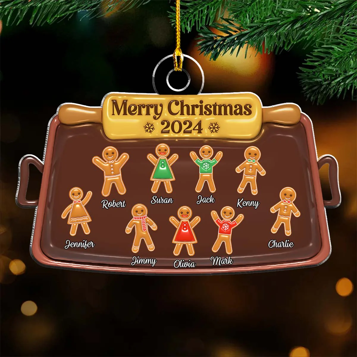 Gingerbread Christmas - Personalized Custom 3D Inflated Effect Acrylic Ornament - Image 3