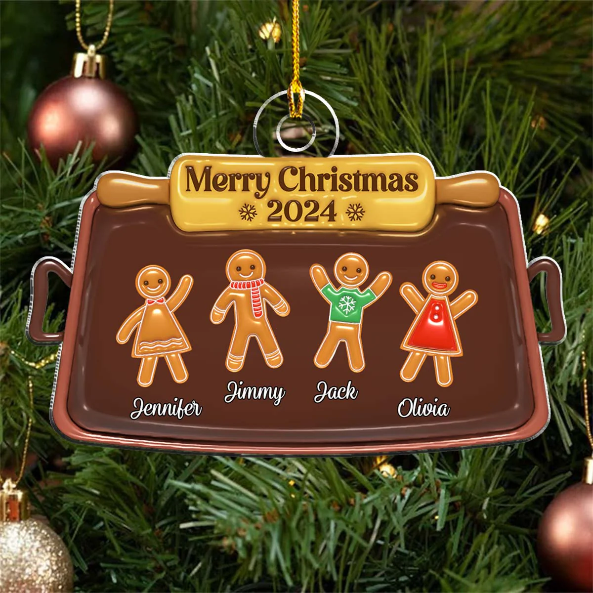 Gingerbread Christmas - Personalized Custom 3D Inflated Effect Acrylic Ornament - Image 4