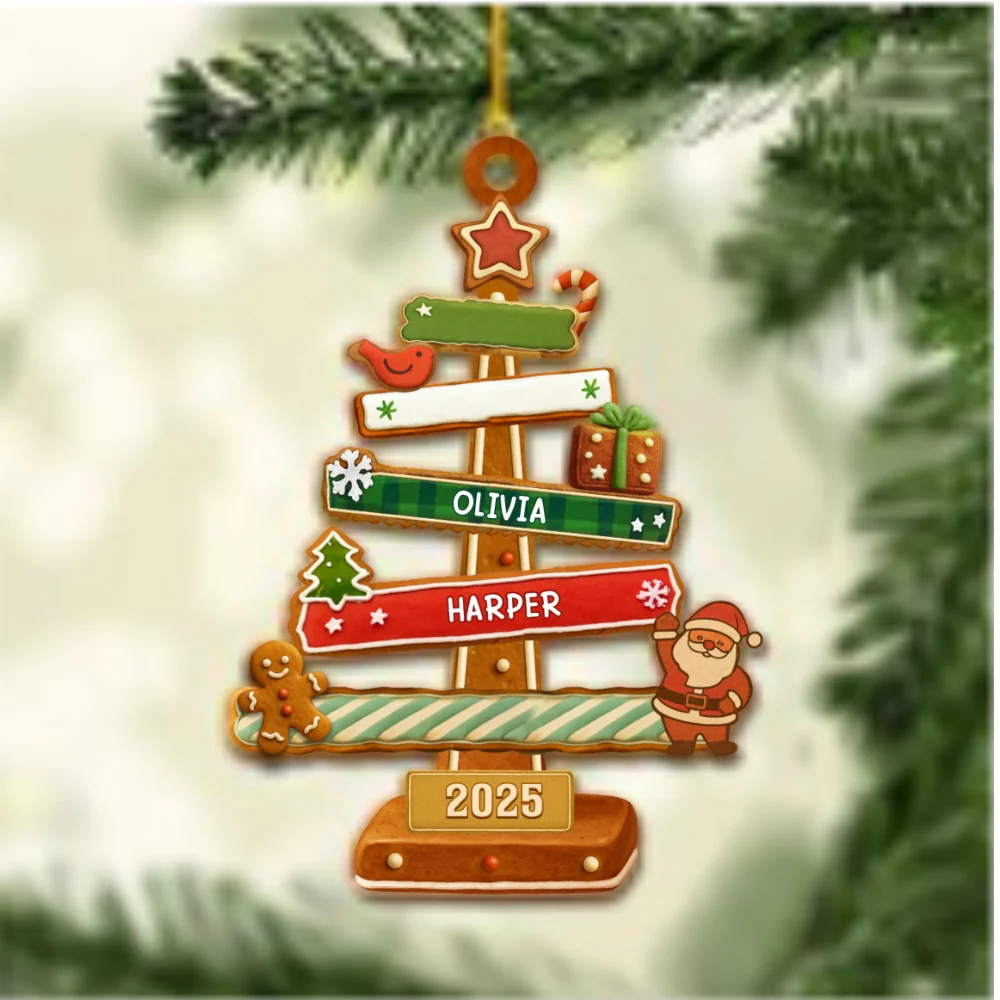 Gingerbread Christmas Tree - Personalized Custom Wood Ornament - Image 6