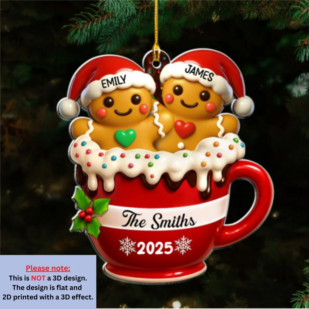 Gingerbread Family 2 - Personalized Custom Acrylic Ornament - Image 6