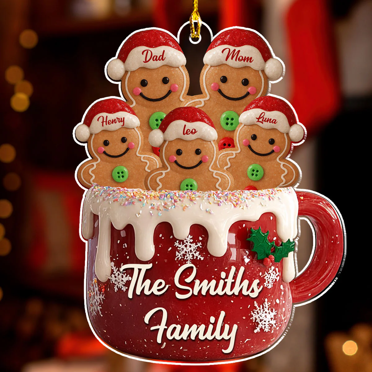 Gingerbread Family 2025 - Personalized Custom Acrylic Ornament - Image 3