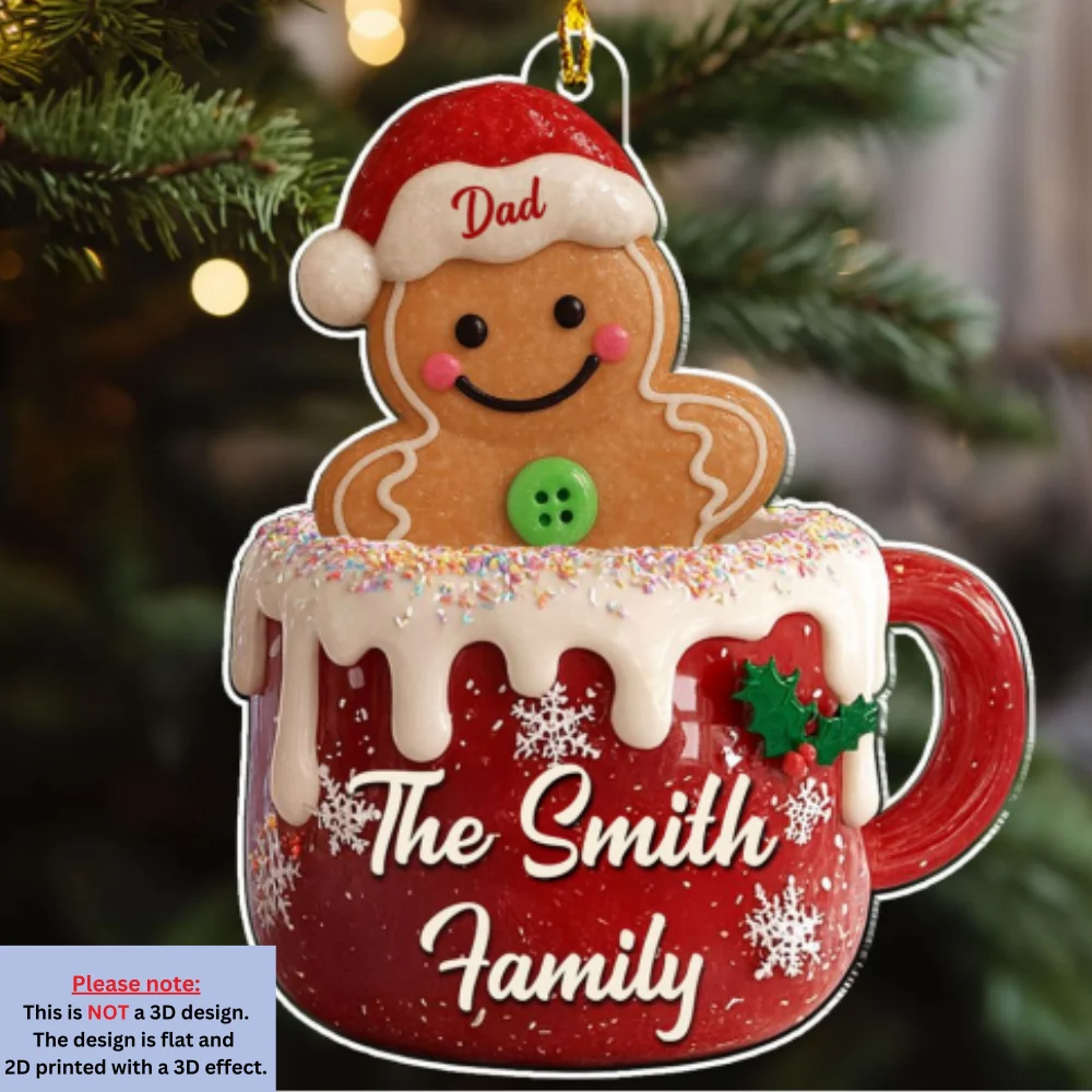 Gingerbread Family 2025 - Personalized Custom Acrylic Ornament - Image 7