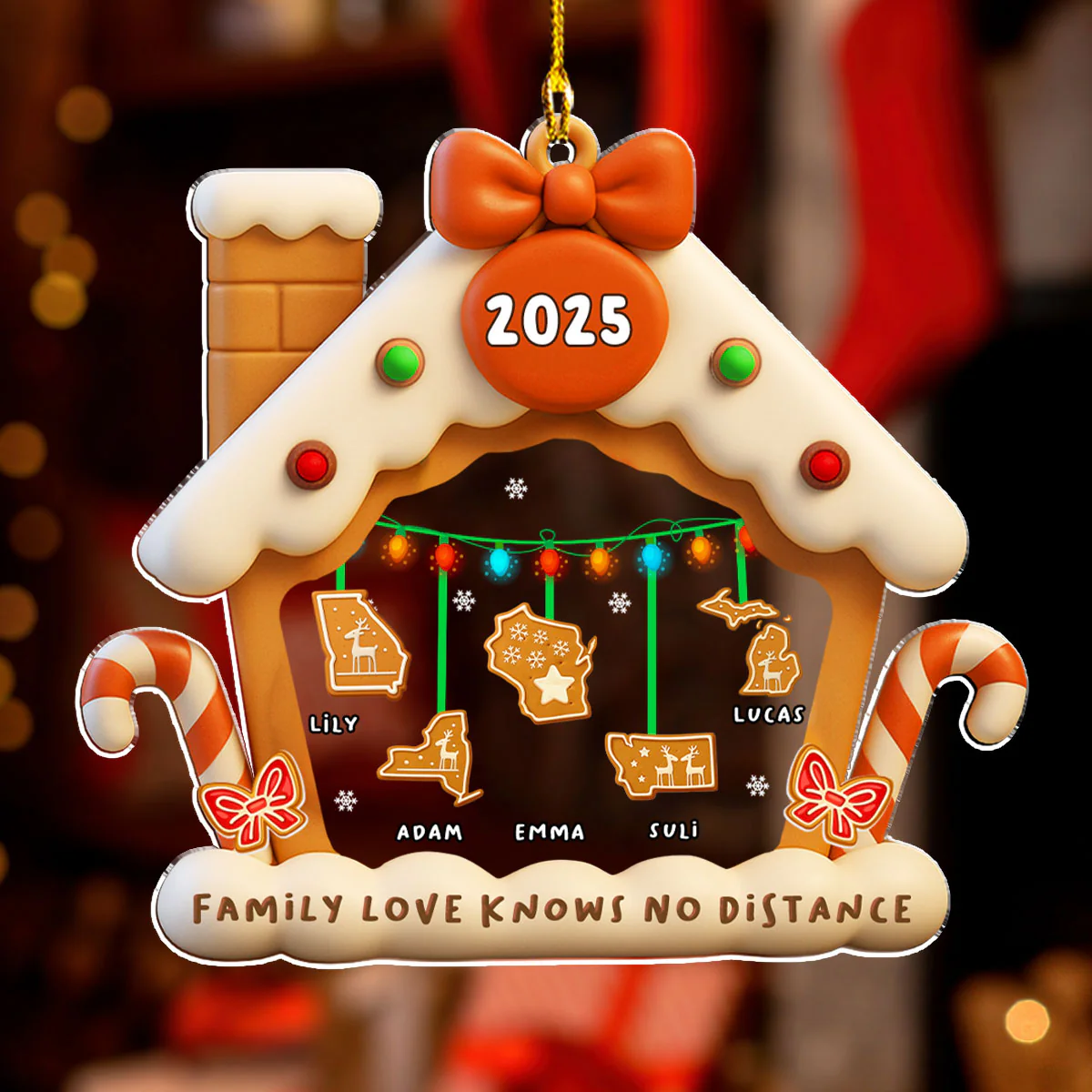 Gingerbread Home Across The Mile - Personalized Custom Acrylic Ornament - Image 3