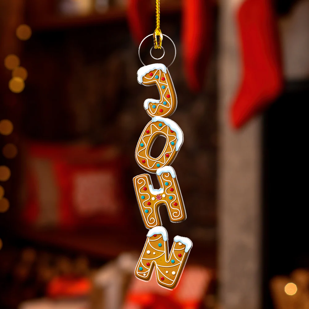 Gingerbread Letter Dreams - Personalized  Custom Acrylic Ornament - Image 4