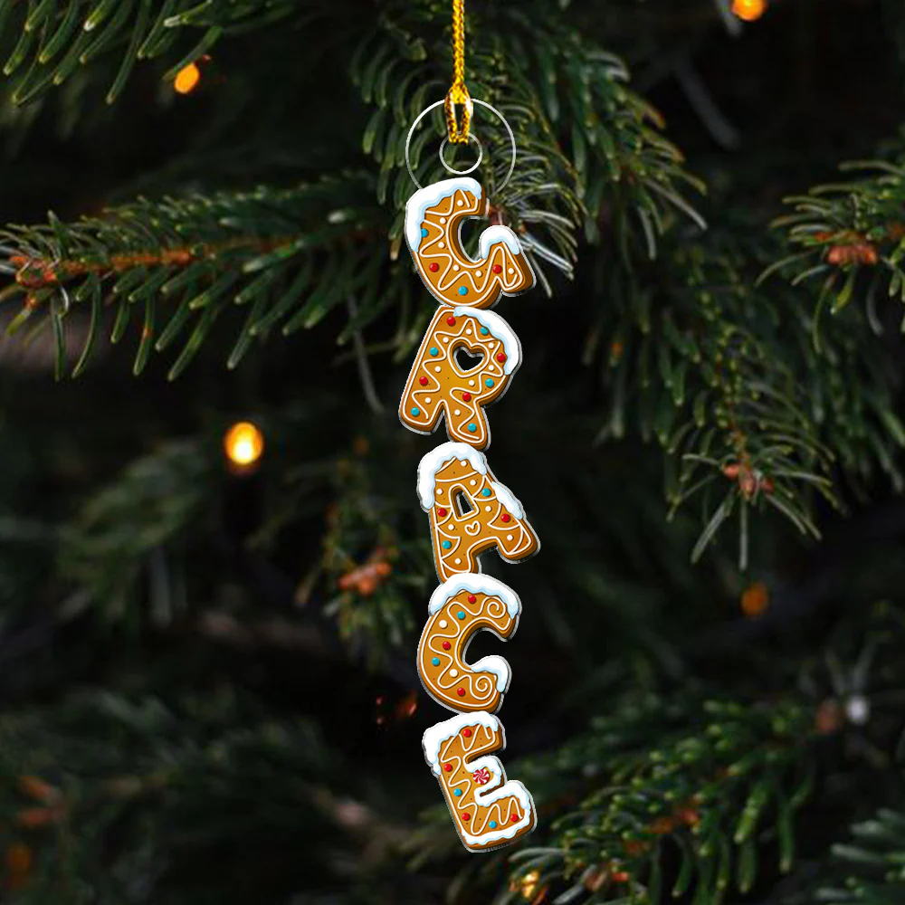 Gingerbread Letter Dreams - Personalized  Custom Acrylic Ornament - Image 5