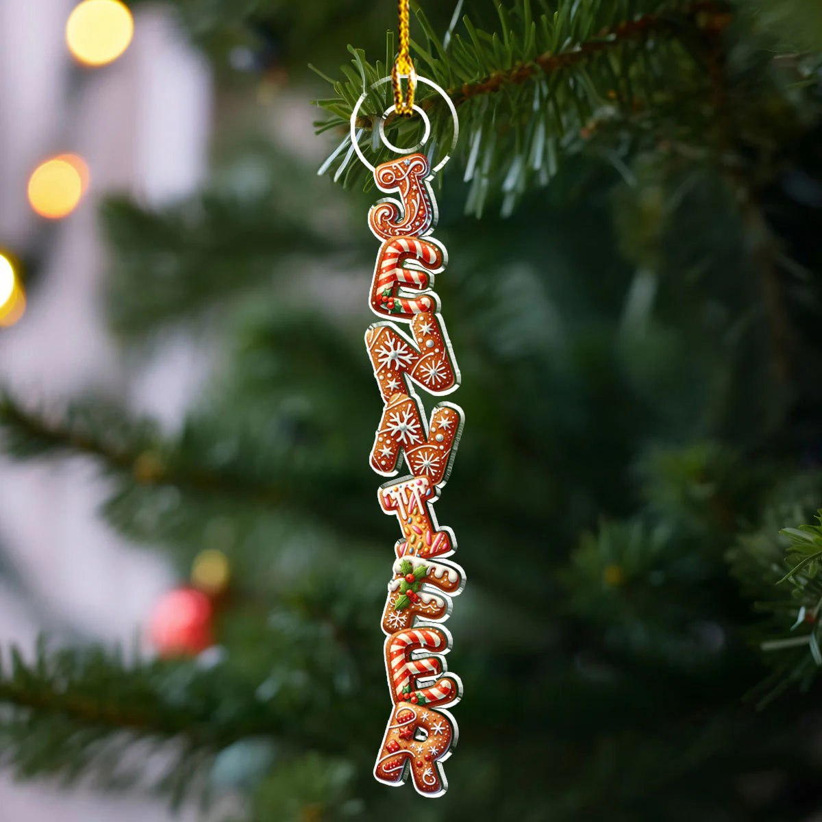 Gingerbread Letter - Personalized Custom Acrylic Ornament - Image 2
