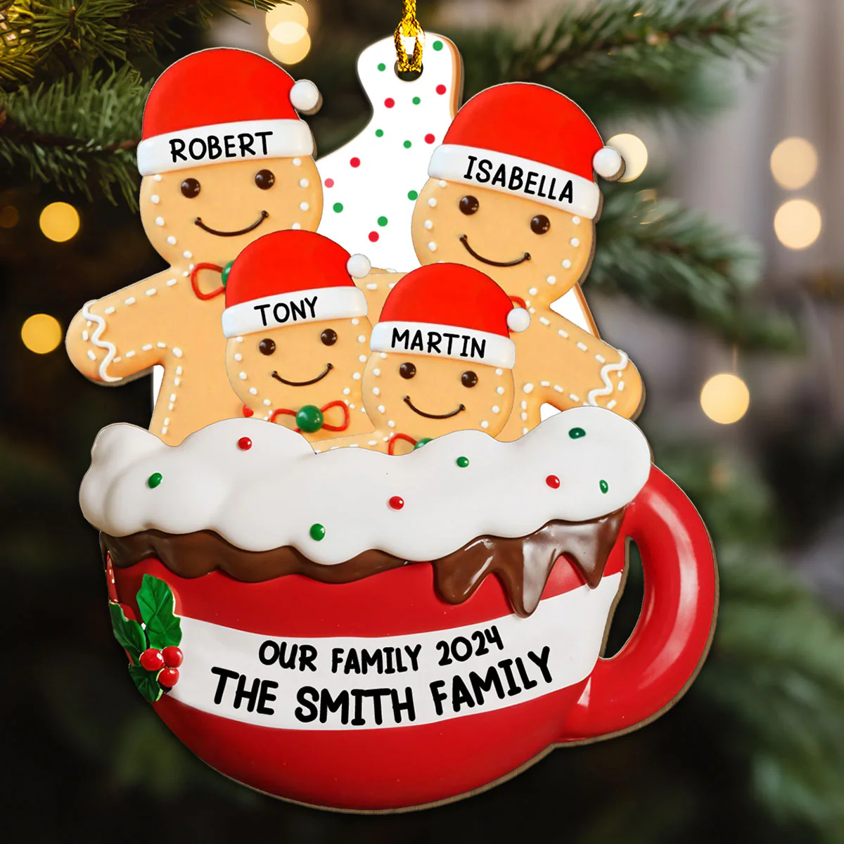 Gingerbread - Personalized Custom Wood Ornament - Image 2