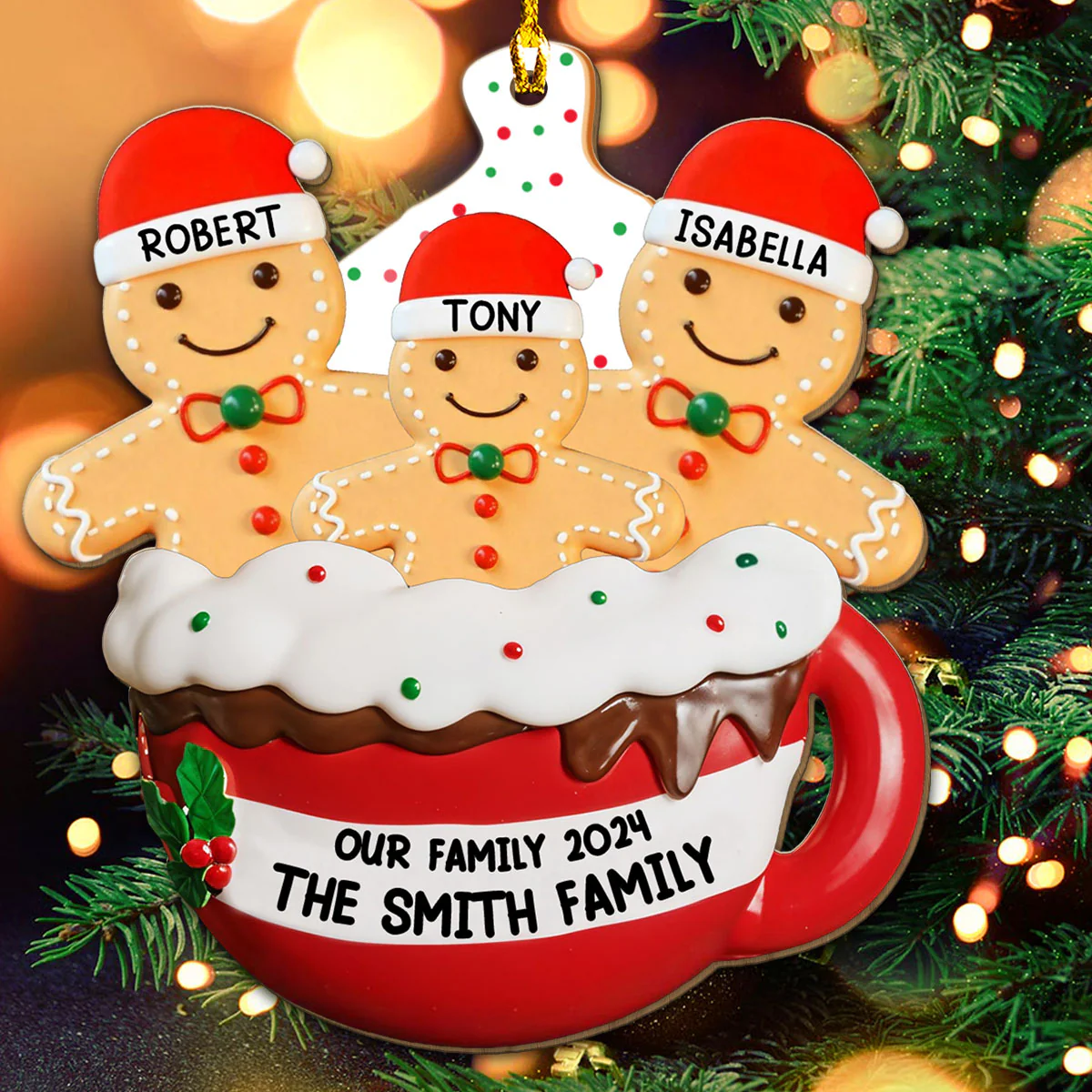 Gingerbread - Personalized Custom Wood Ornament - Image 4