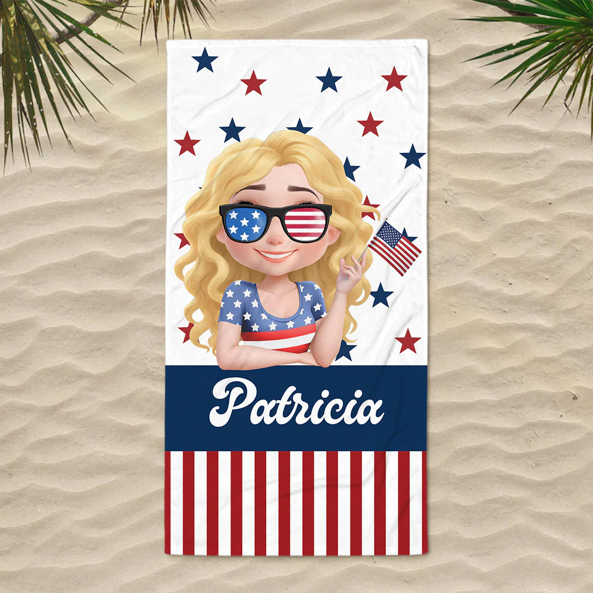 Girl Loves Beach - Personalized Custom Beach Towel - Image 2