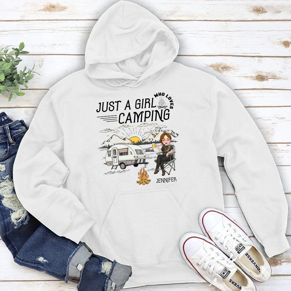 Girl Loves Camping - Personalized Custom Hoodie - Image 2