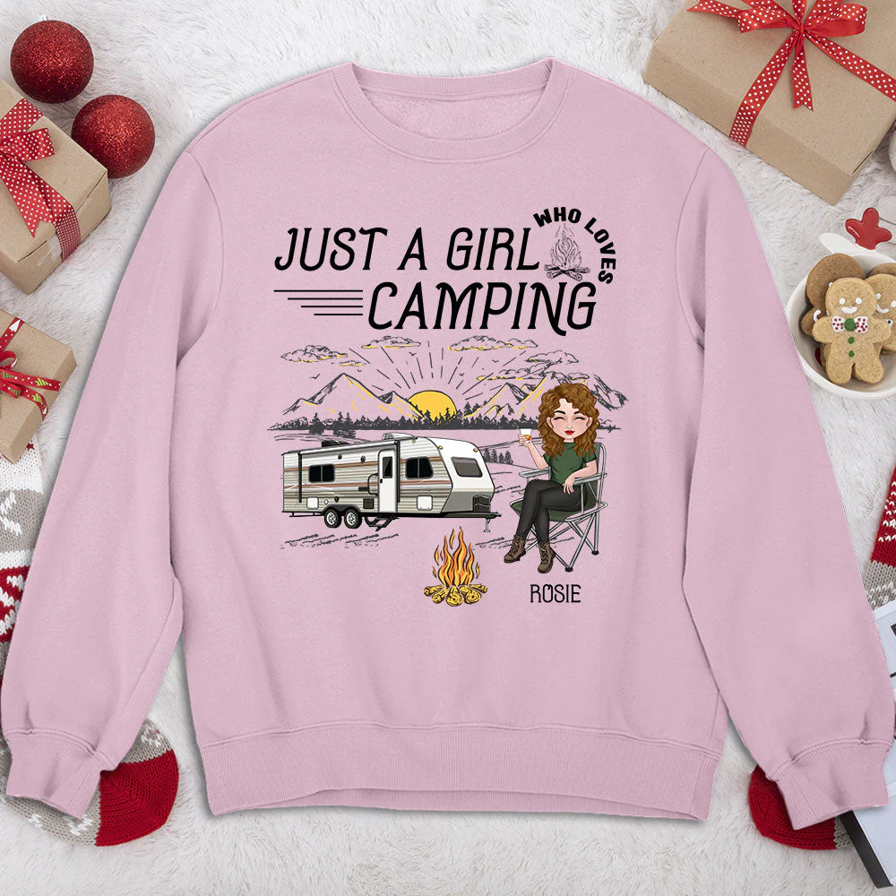 Girl Loves Camping - Personalized Custom Sweatshirt - Image 3