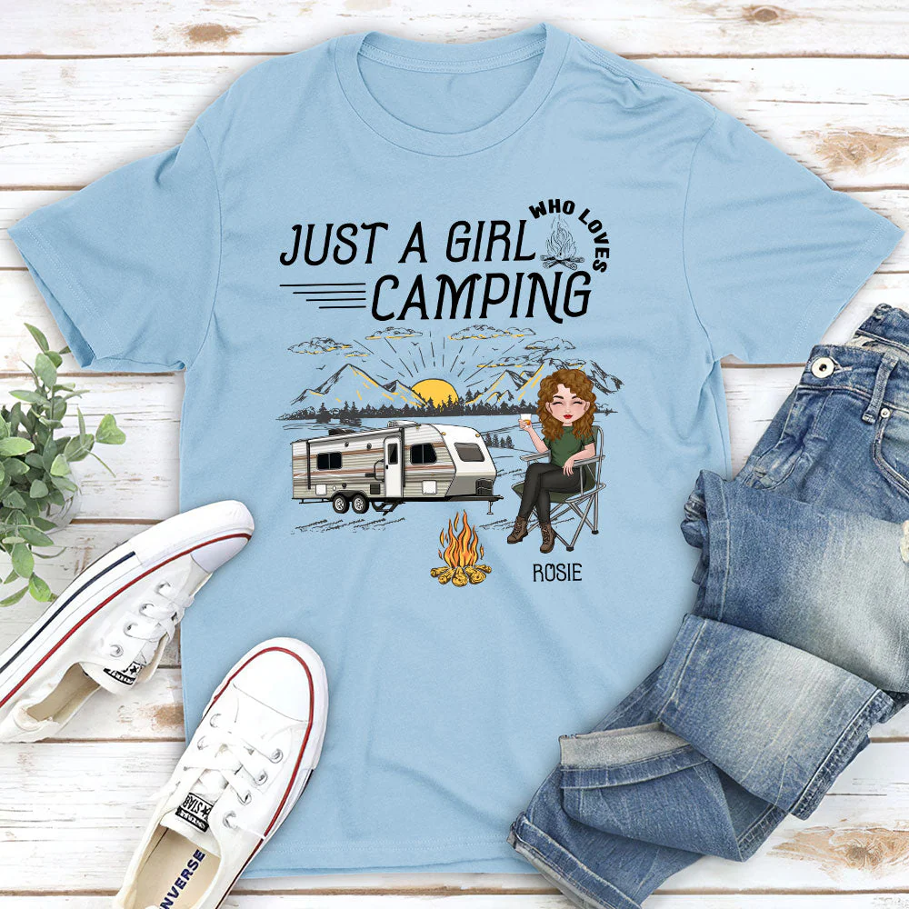 Girl Loves Camping - Personalized Custom Unisex T-shirt - Image 3