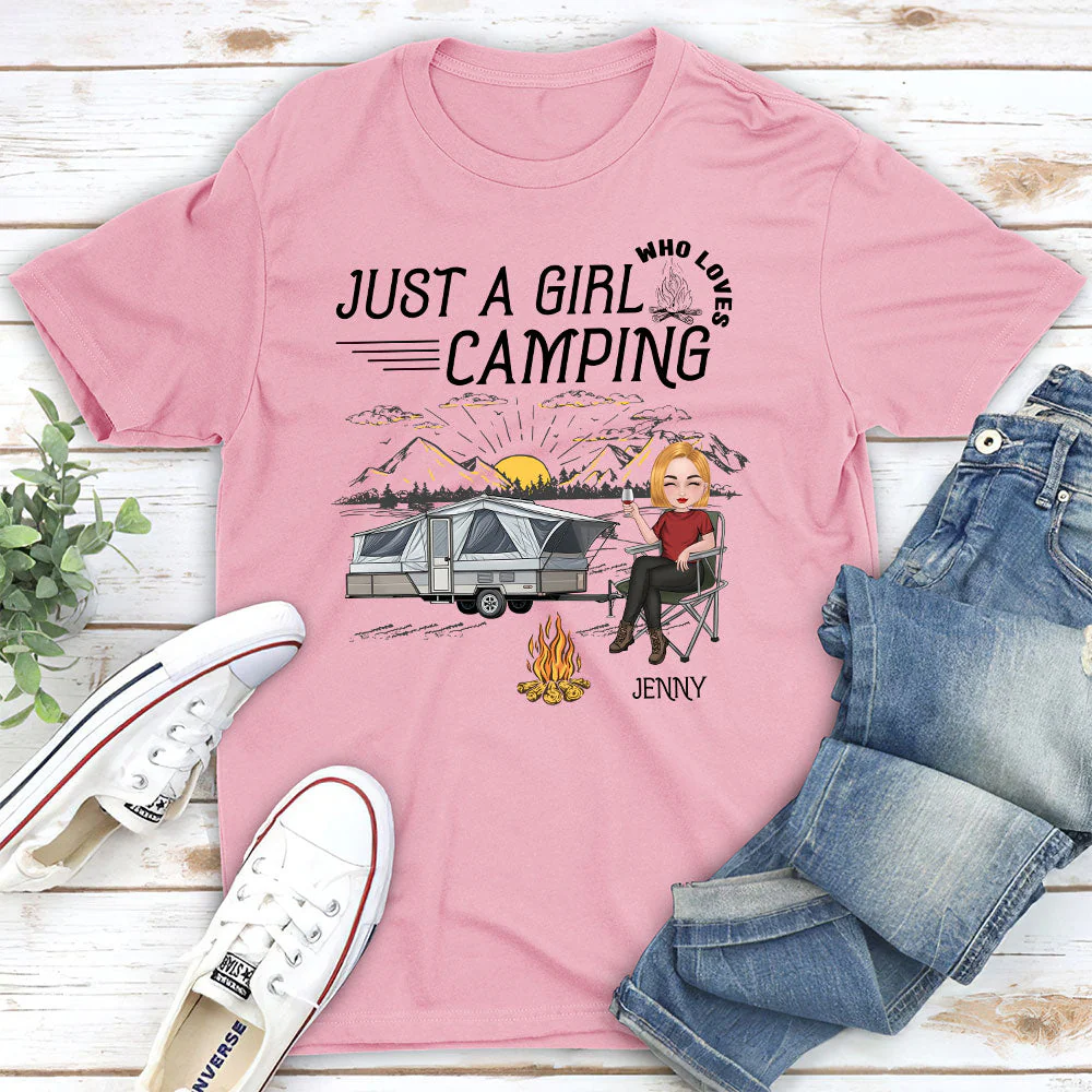 Girl Loves Camping - Personalized Custom Unisex T-shirt - Image 4