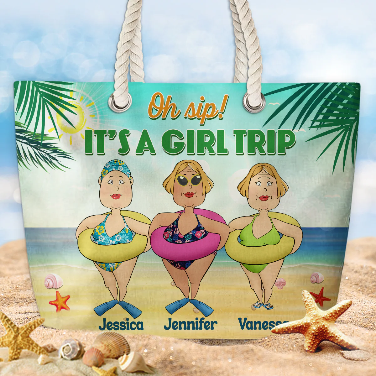 Girls Are Just Born With The Beach - Personalized Beach Bag - Image 2