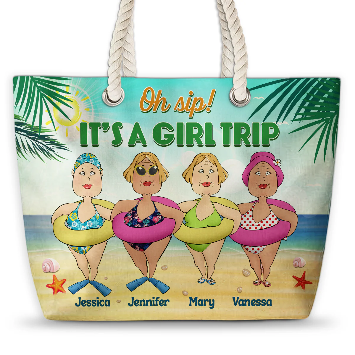 Girls Are Just Born With The Beach - Personalized Beach Bag - Image 5