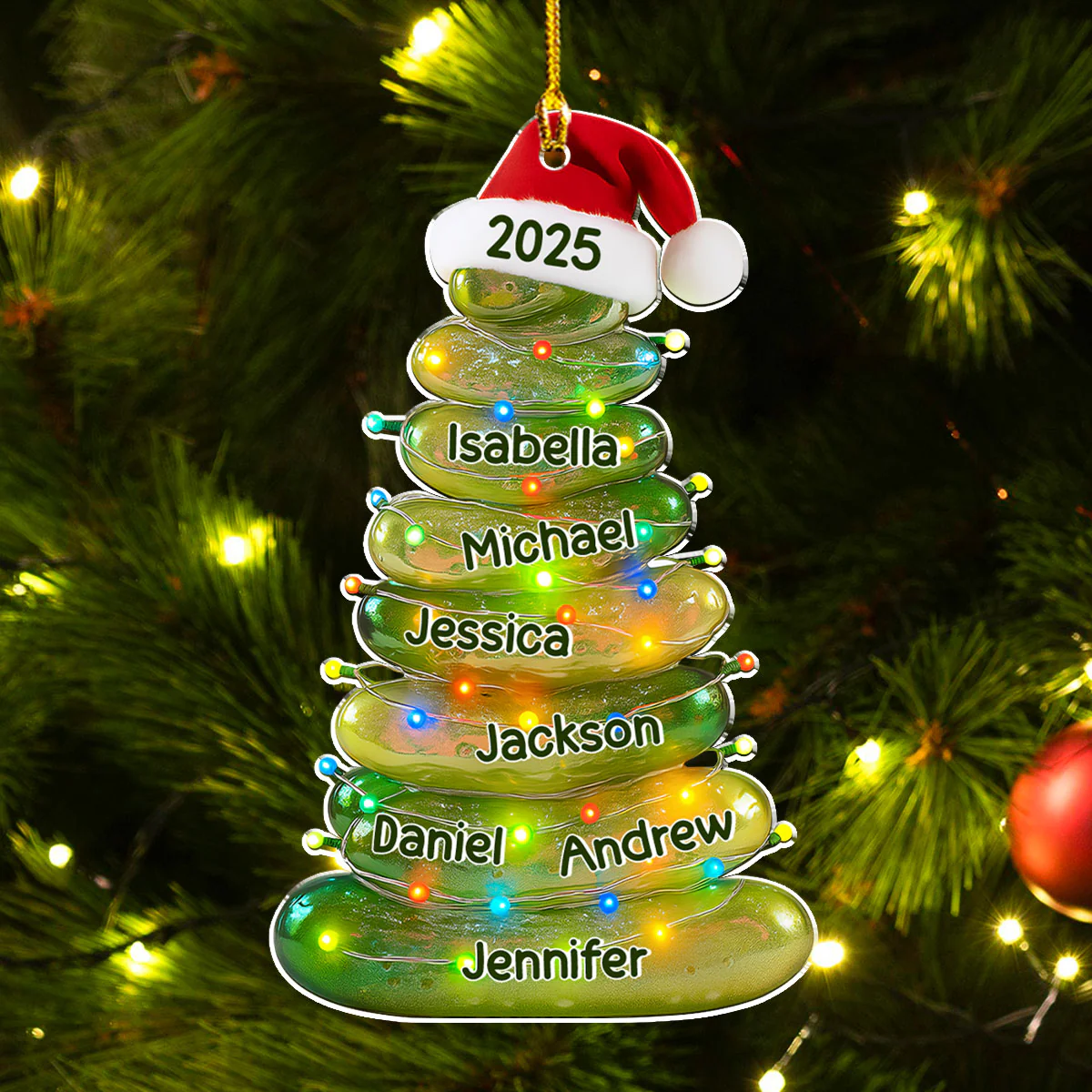 Glass Pickle Family Name - Personalized Custom Acrylic Ornament - Image 5