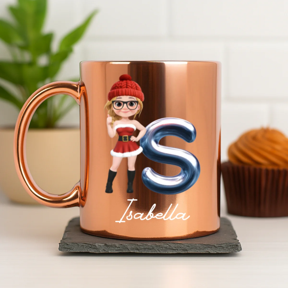 Glitter Alphabet Cartoon - Personalized Custom Metallic Mug - Image 7