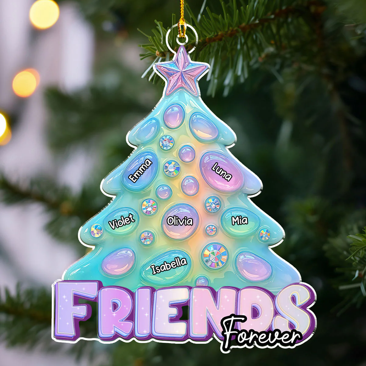 Glitter Christmas Tree Version 2 - Personalized Custom Acrylic Ornament - Image 4
