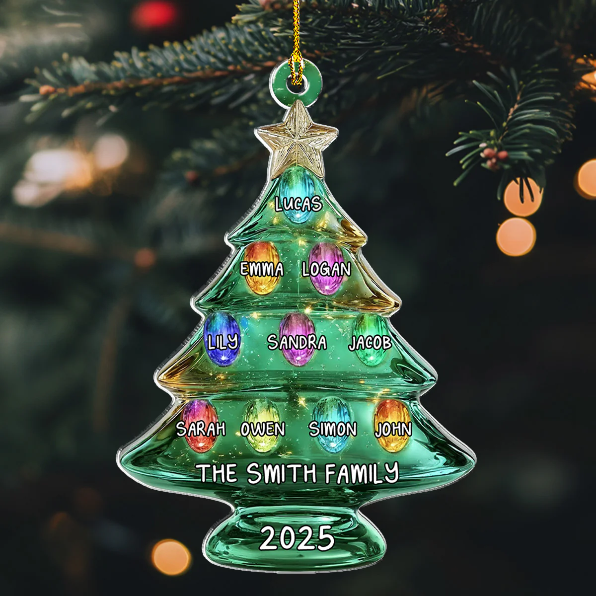 Glowing Family Tree Of 2025 - Personalized Custom Acrylic Ornament - Image 2