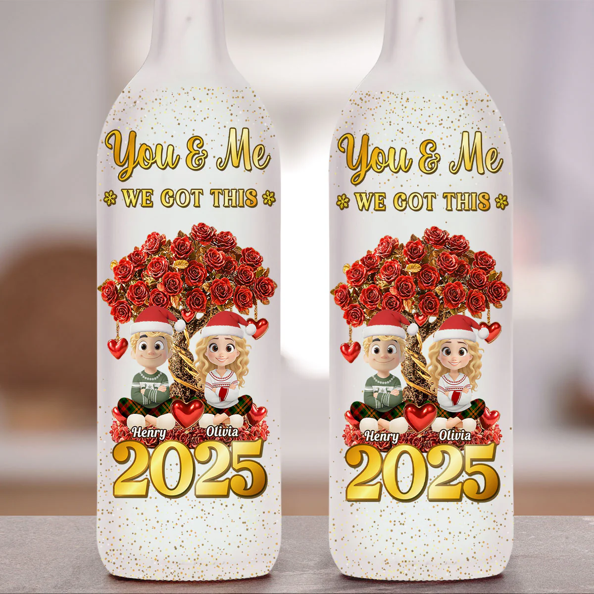 Glowing Heart Rose Tree - Personalized Custom Bottle Lamp - Image 4