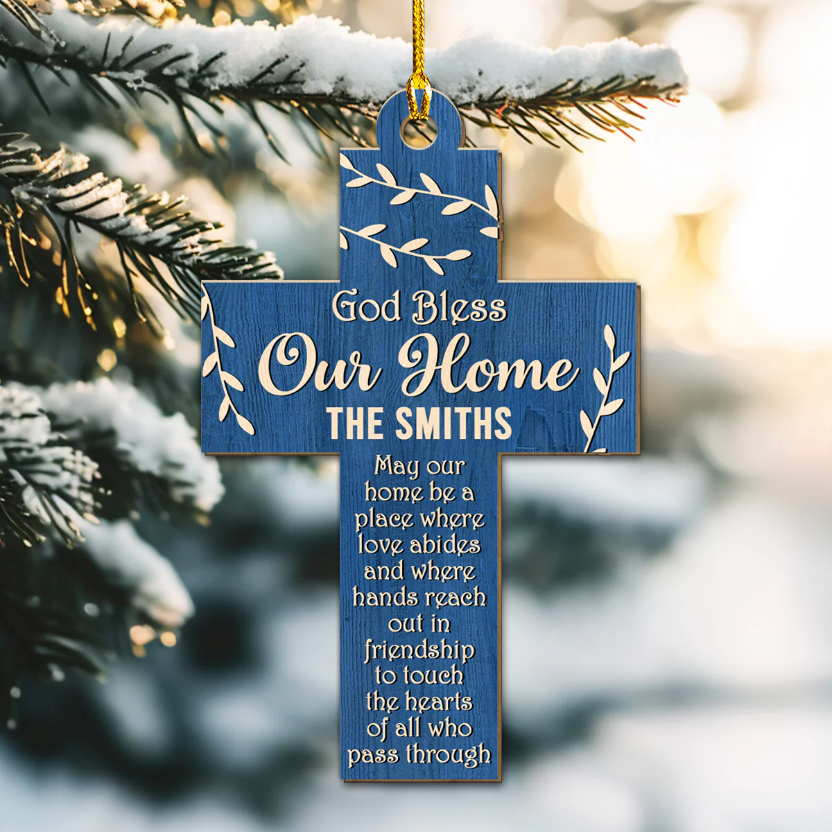 God Bless Our Home - Personalized Custom 3D Effect Wood Ornament - Image 2