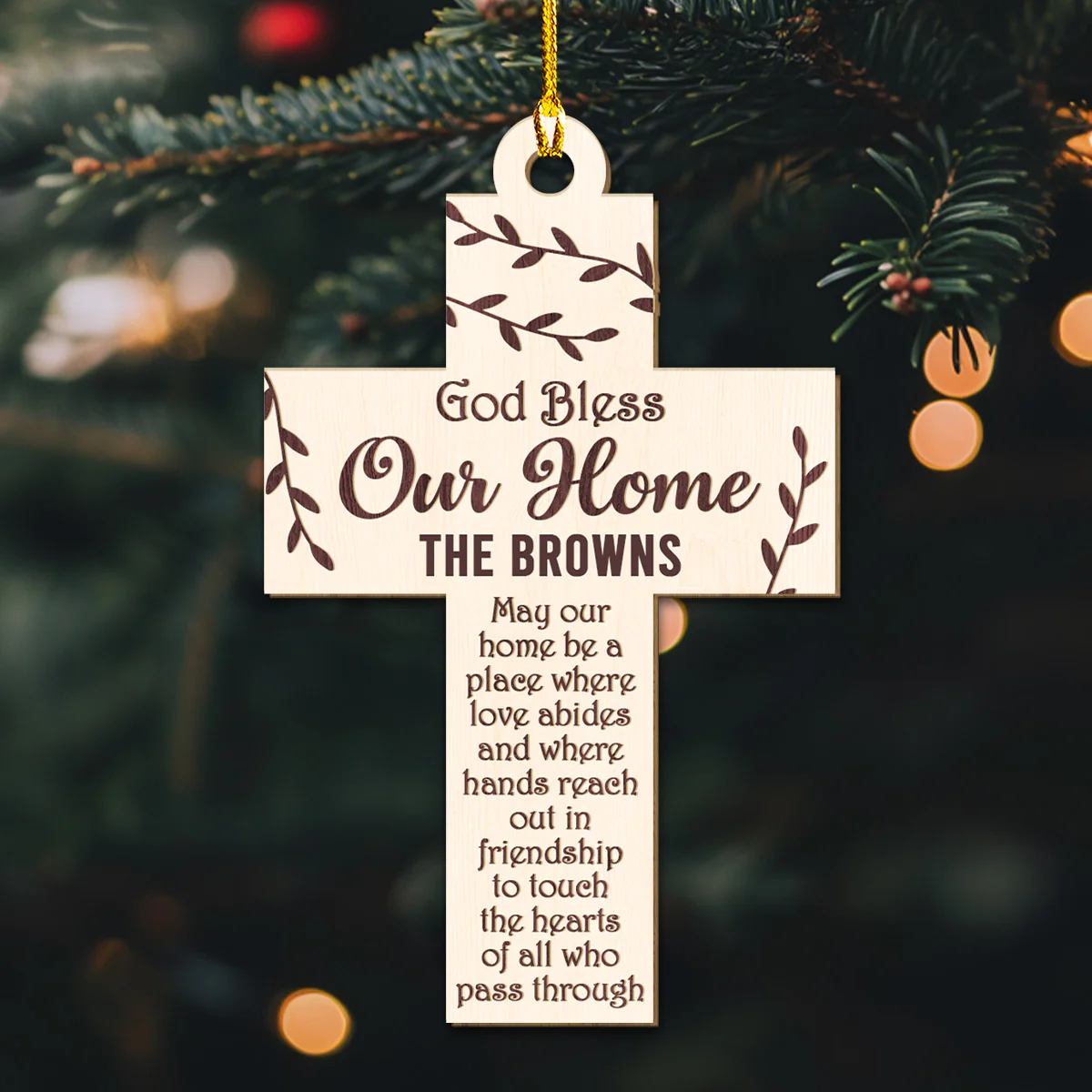 God Bless Our Home - Personalized Custom 3D Effect Wood Ornament - Image 3