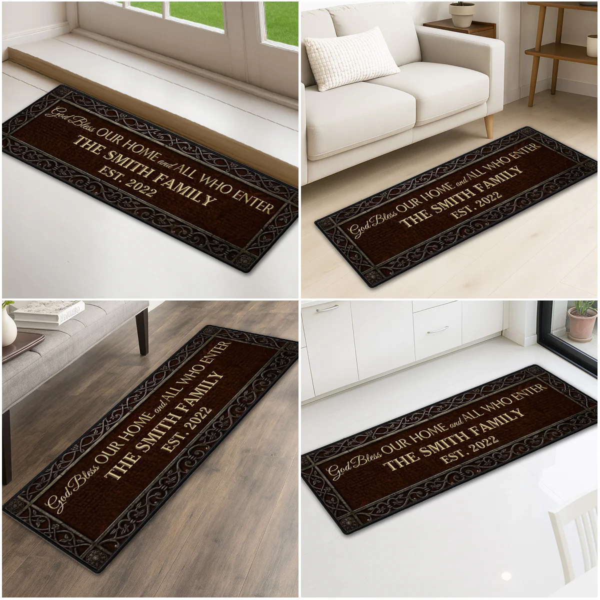 God Bless Our Home - Personalized Custom Runner Rug - Image 2