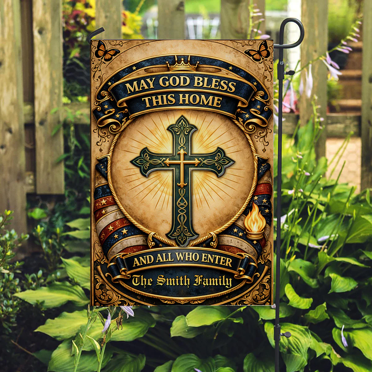 God Bless This Home - Personalized 3D Effect Custom Flag
