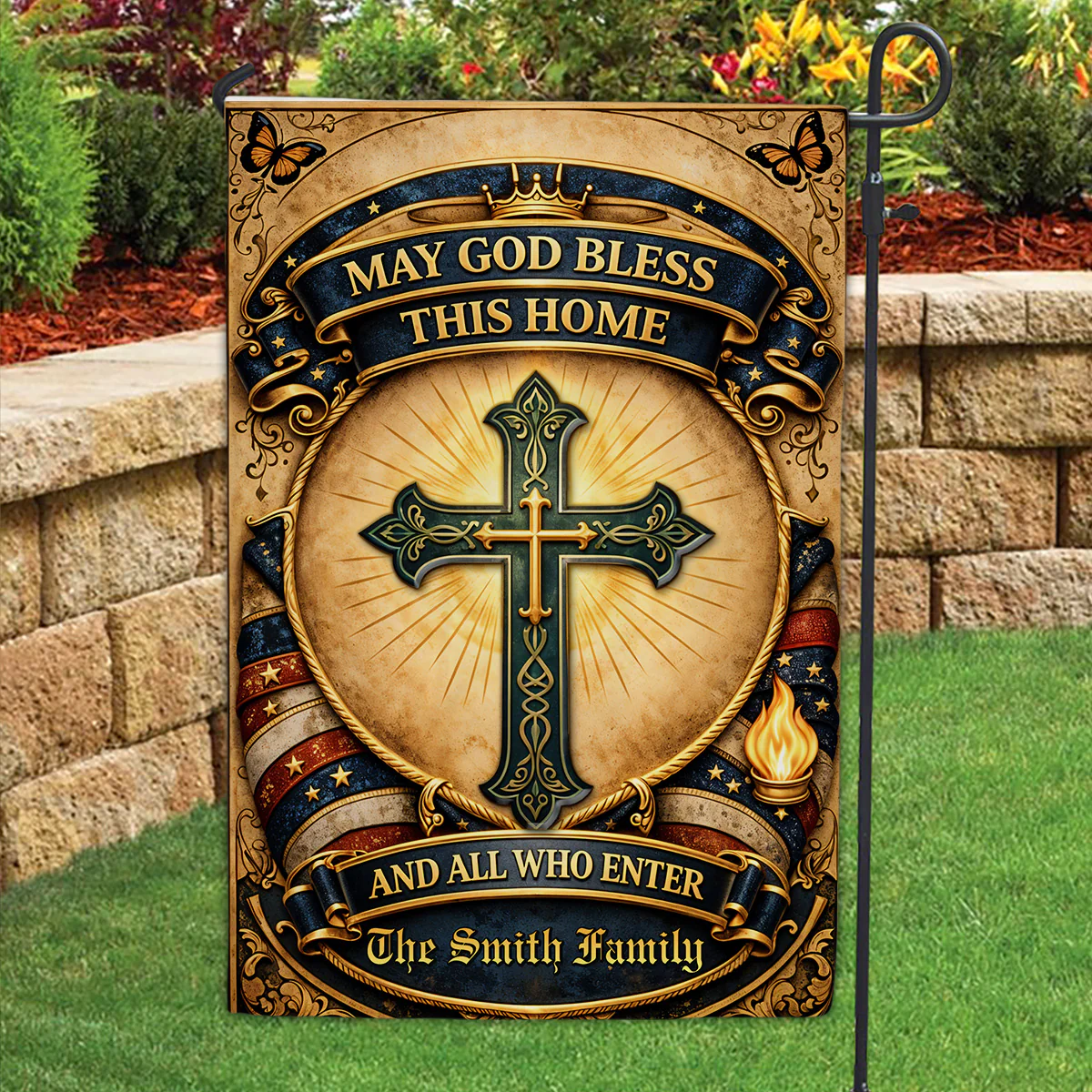 God Bless This Home - Personalized 3D Effect Custom Flag - Image 5