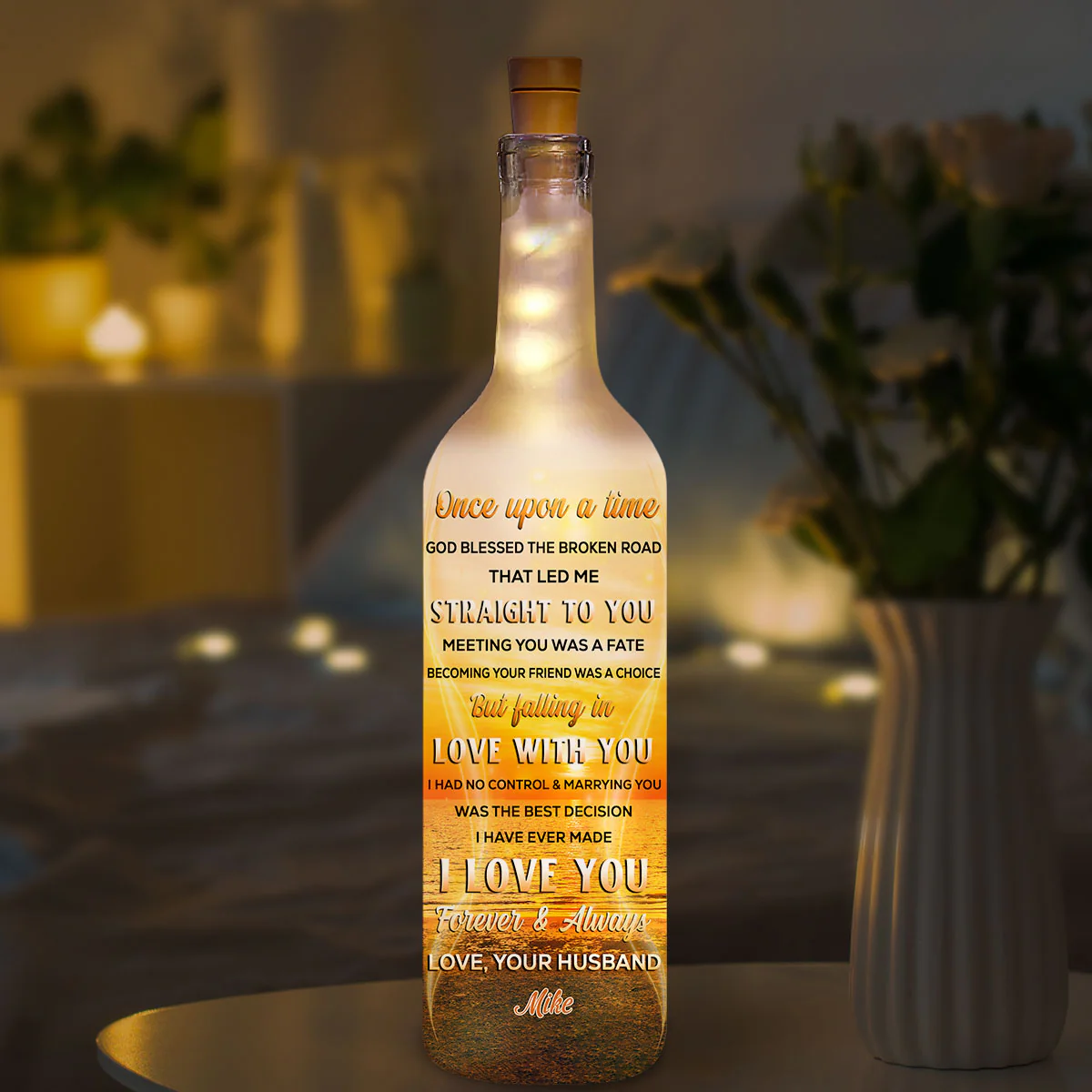 God Blessed The Broken Road - Personalized Custom Bottle Lamp - Image 5