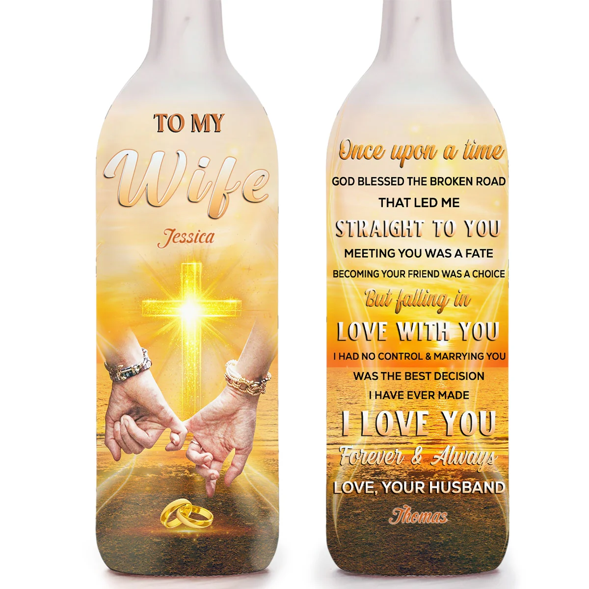 God Blessed The Broken Road - Personalized Custom Bottle Lamp - Image 7