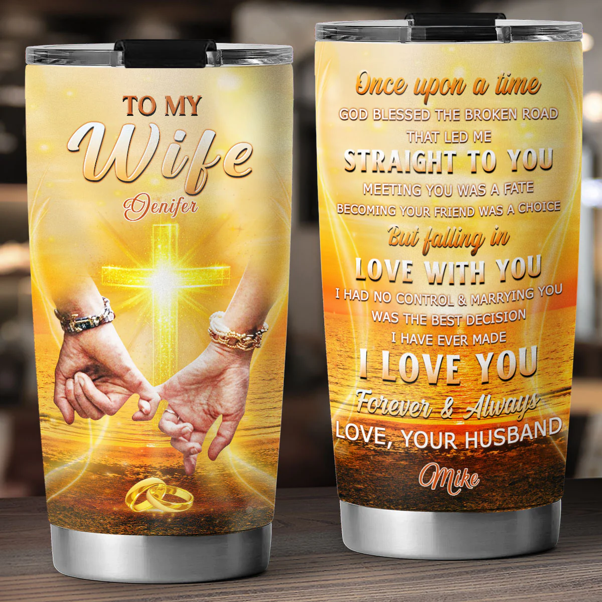 God Blessed You And Me - Personalized Custom Tumbler - Image 2