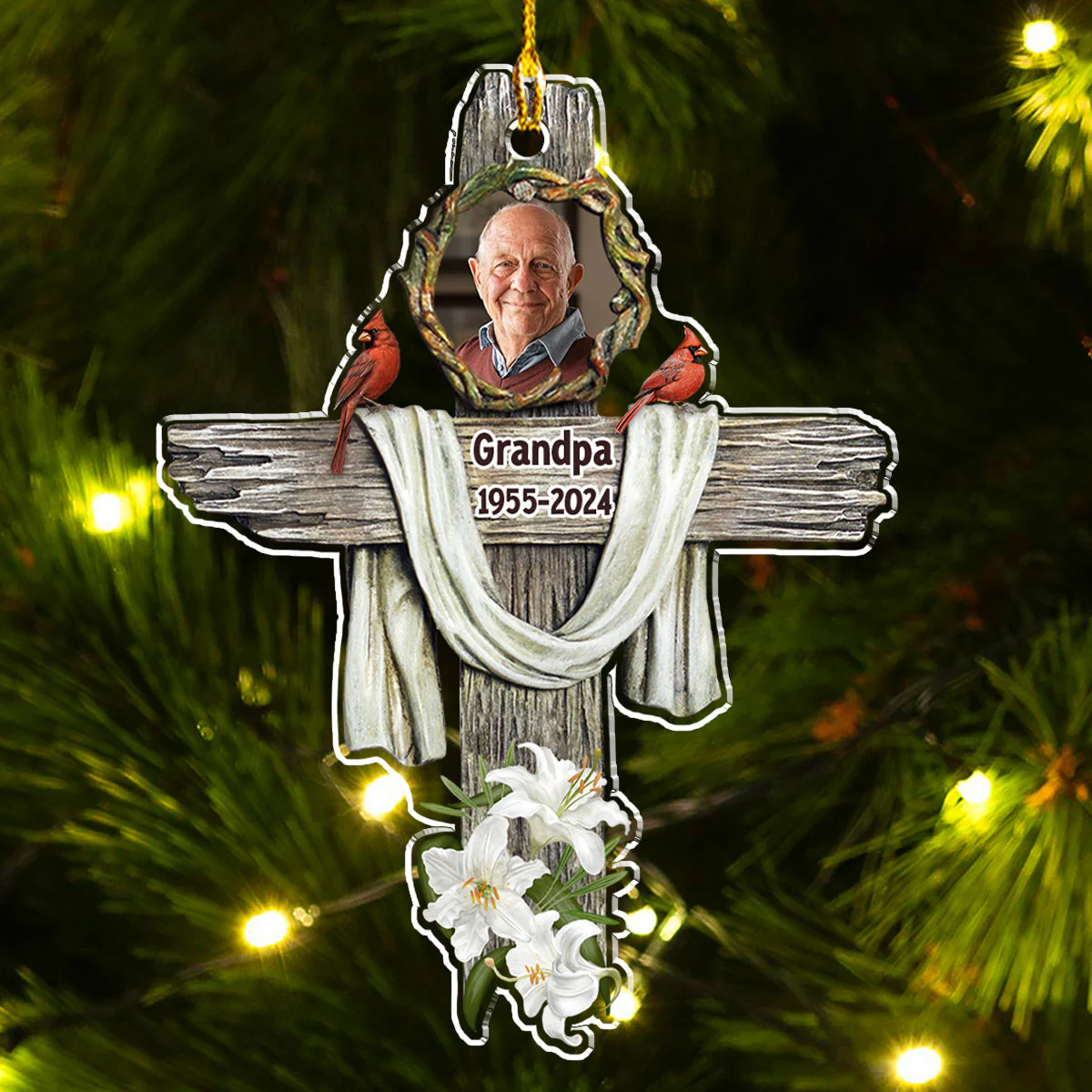God Carries You In His Arms - Personalized Custom Acrylic Ornament - Image 2