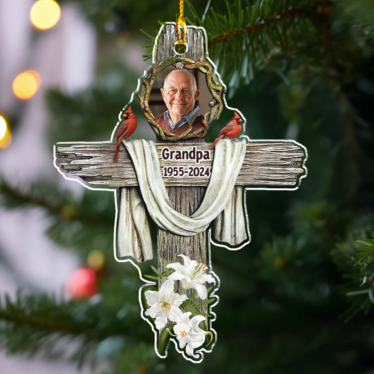 God Carries You In His Arms - Personalized Custom Acrylic Ornament - Image 3