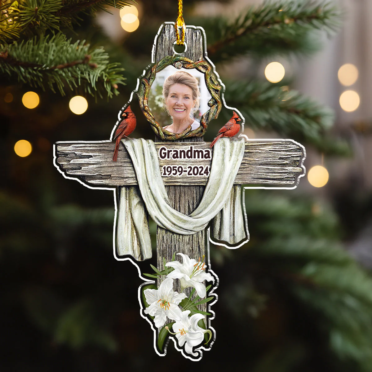 God Carries You In His Arms - Personalized Custom Acrylic Ornament - Image 4