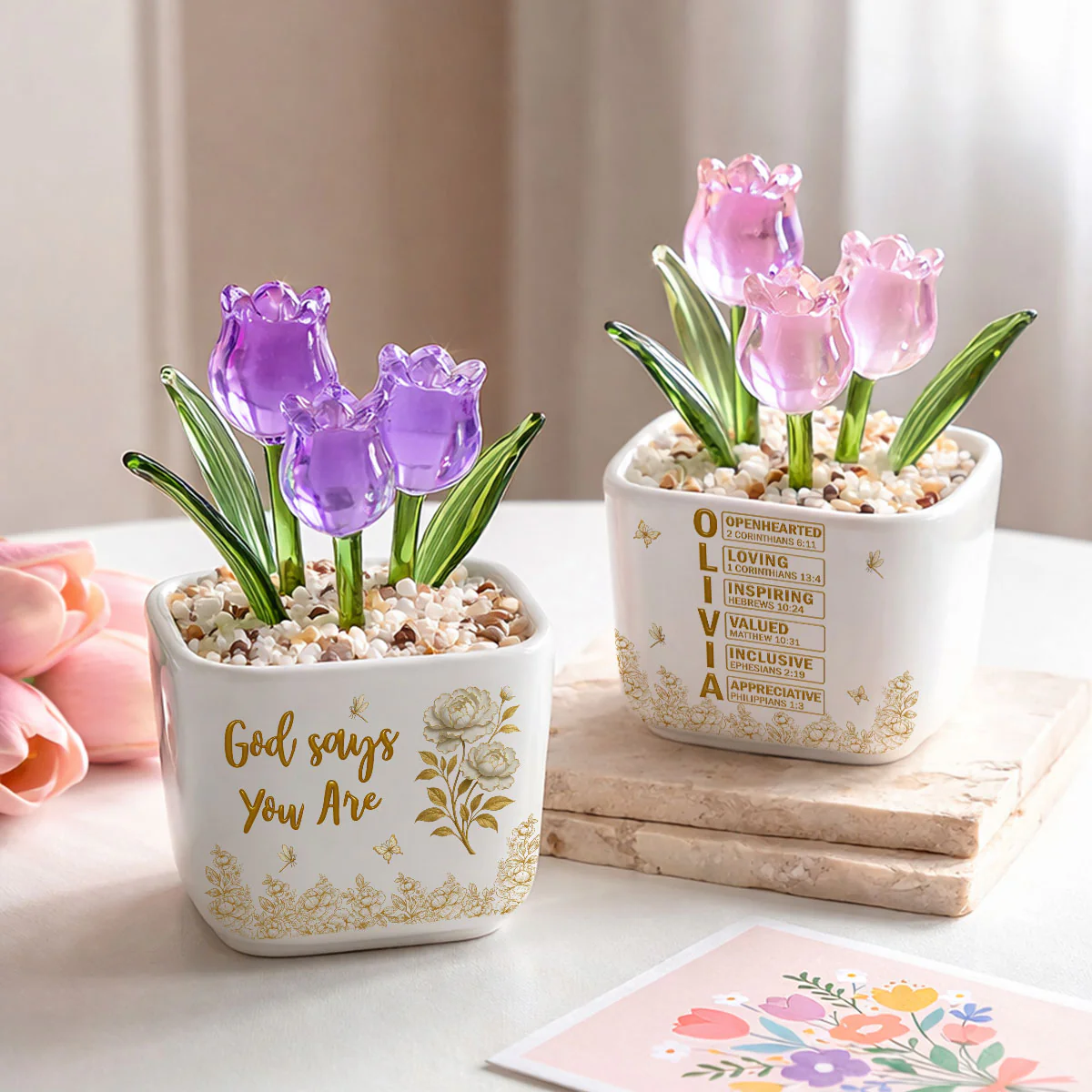 God Day I Am - Personalized Custom Glass Everlasting Tulips