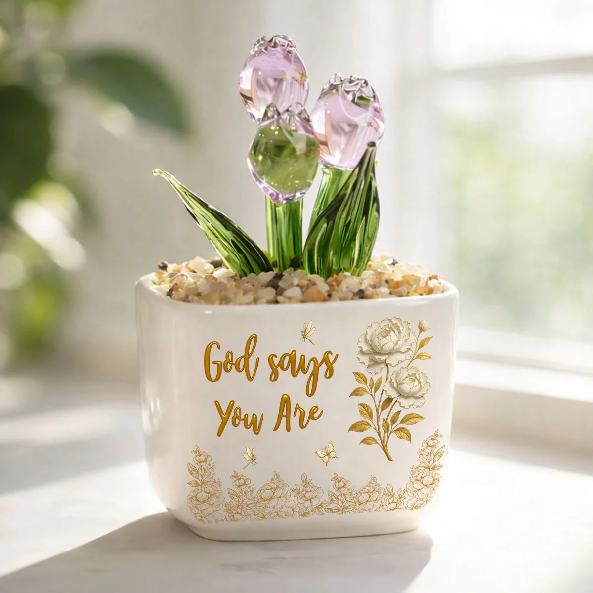God Day I Am - Personalized Custom Glass Everlasting Tulips - Image 2