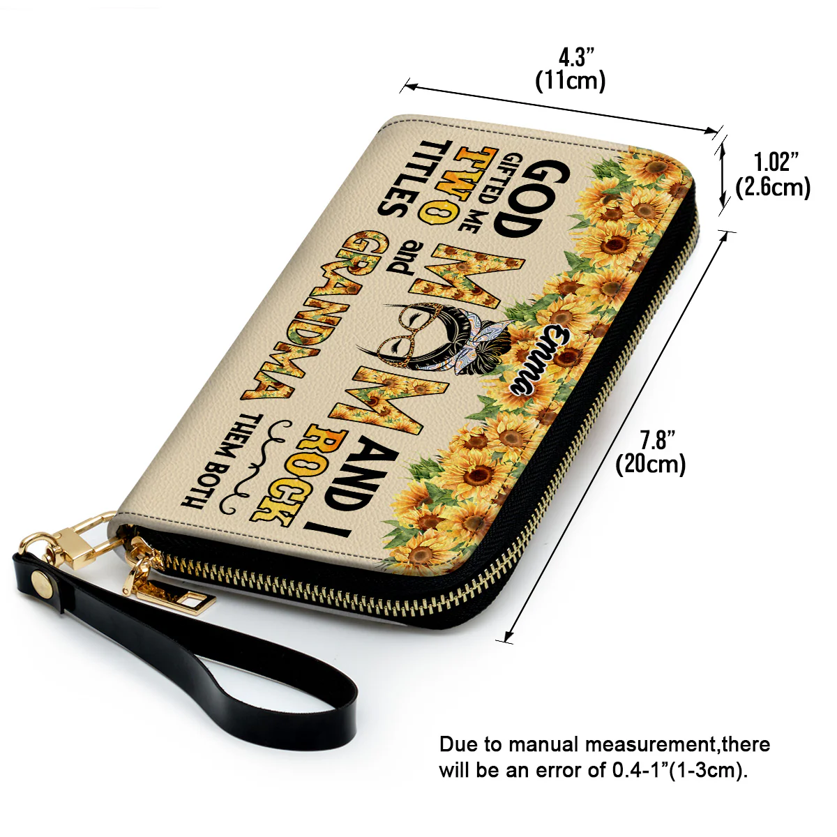 God Gifted Me Two Titles Mom & Grandma - Personalized Custom Leather Wallet - Image 4