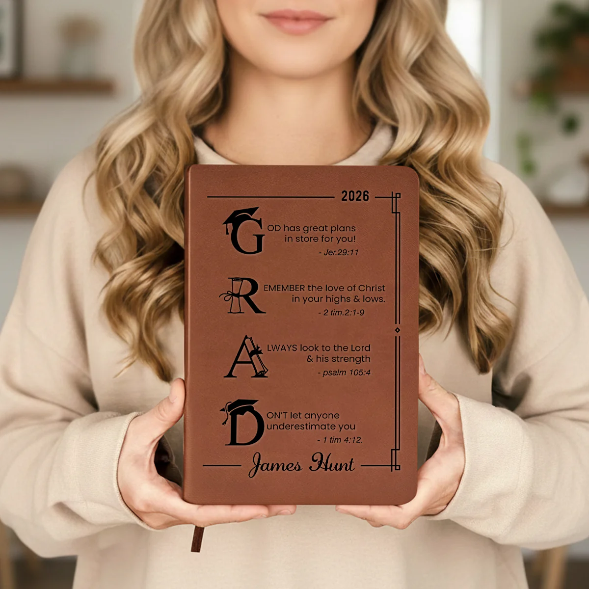 God Has Great Plans For You - Personalized Custom Leather Journal - Image 3
