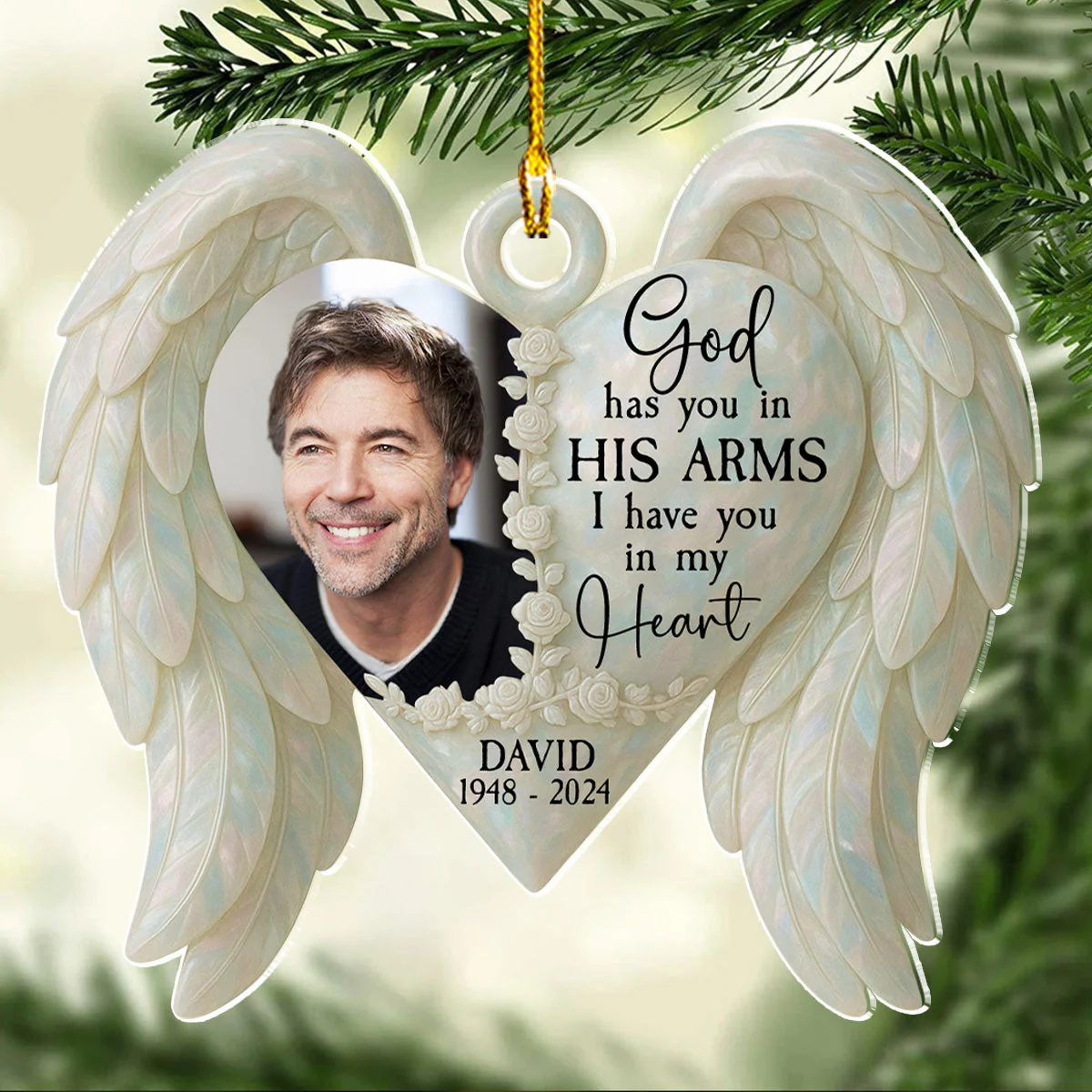 God Has You In His Arm - Personalized Custom Acrylic Ornament - Image 4