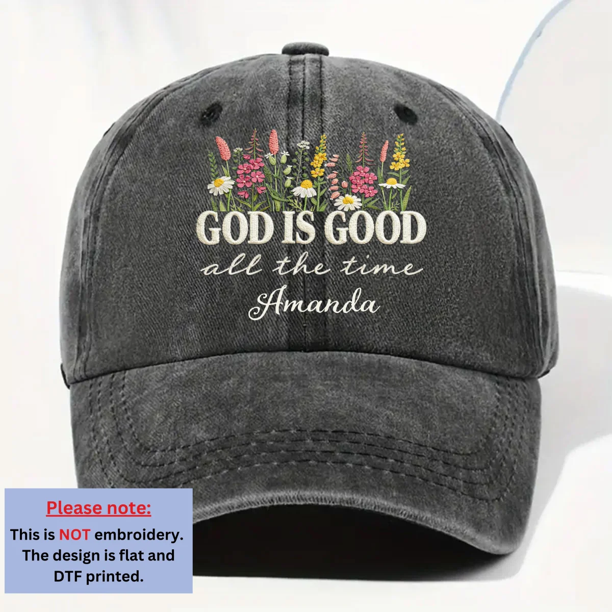 God Is Good Forever - Personalized Custom Vintage Washed Denim Cap - Image 7