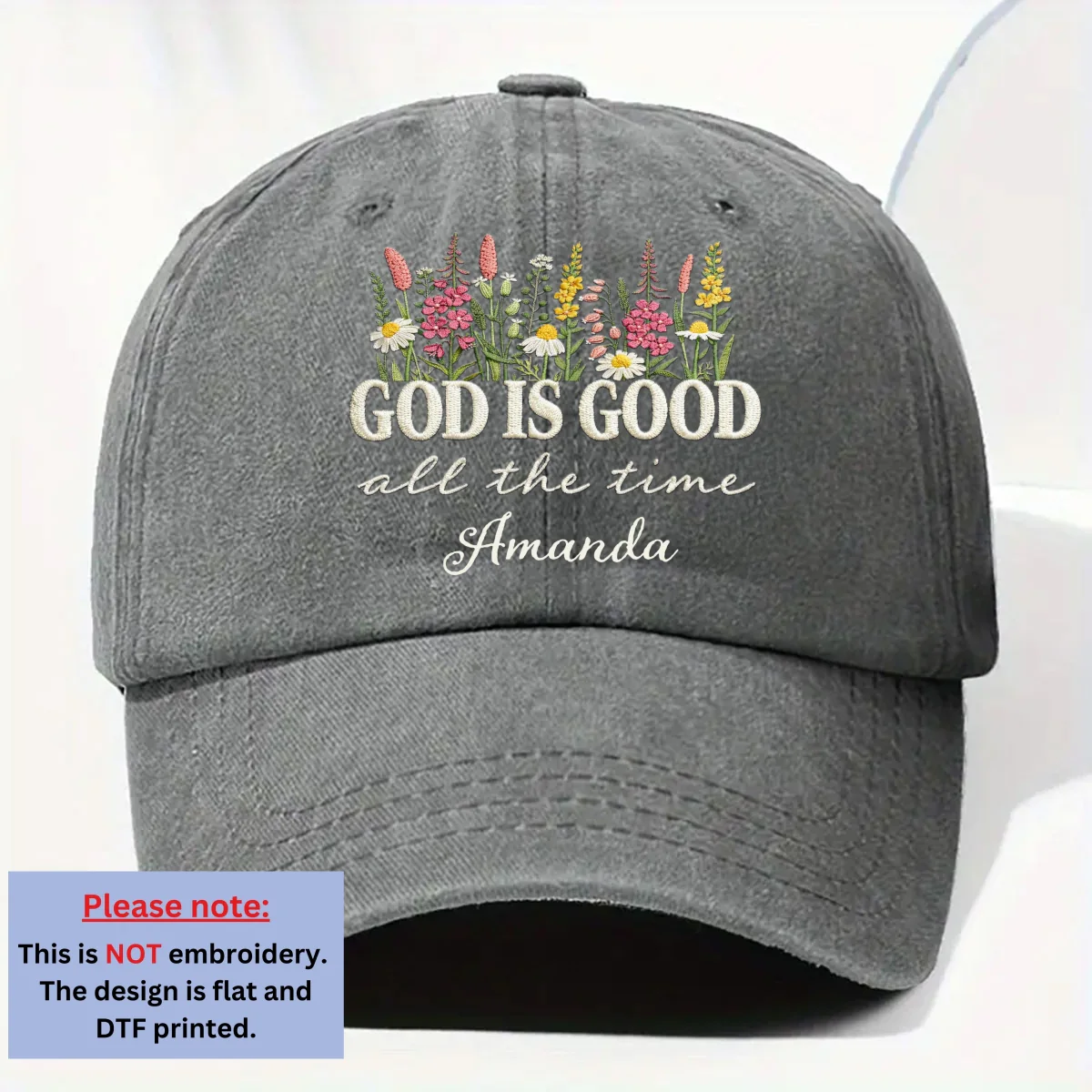God Is Good Forever - Personalized Custom Vintage Washed Denim Cap - Image 8