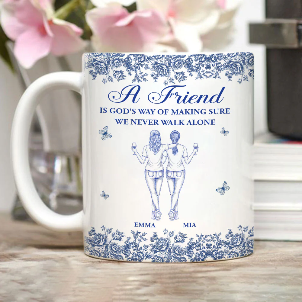 God Is Way of Never Walking Alone Bestie - Personalized Custom Coffee Mug - Image 3