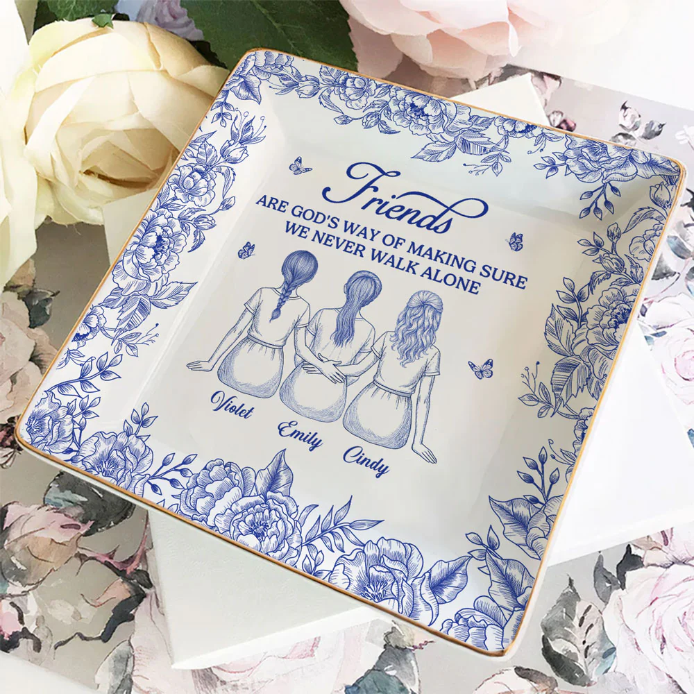 God Is Way of Never Walking Alone - Personalized Custom Jewelry Dish - Image 3