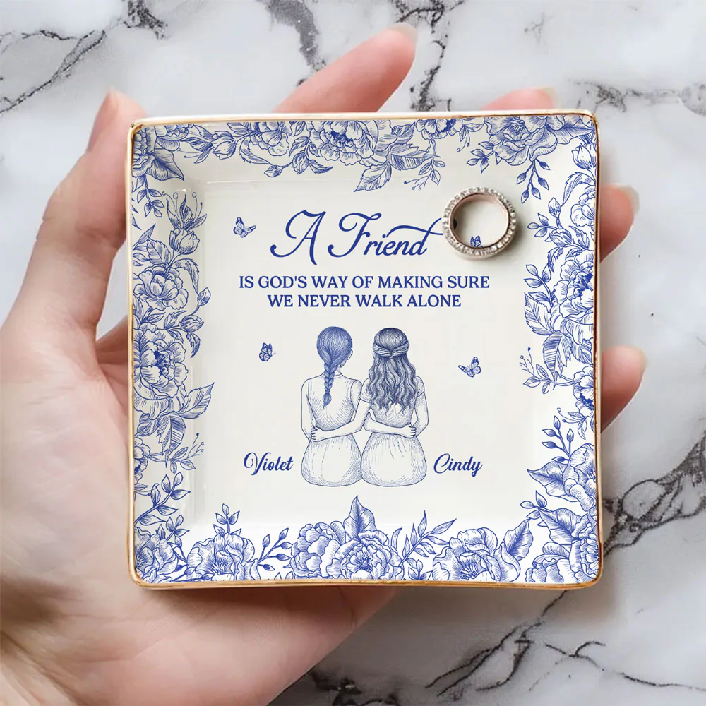 God Is Way of Never Walking Alone - Personalized Custom Jewelry Dish - Image 4