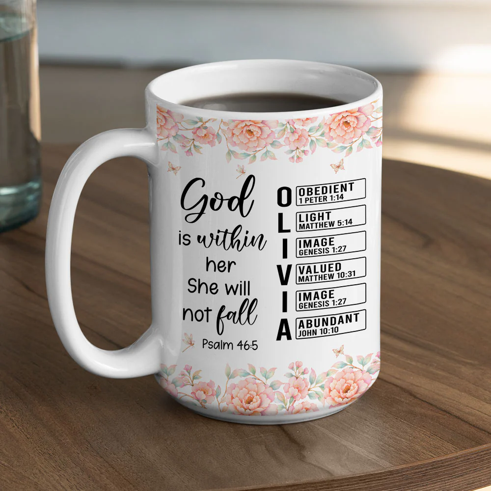 God Is Within Her - Personalized Custom Coffee Mug - Image 3