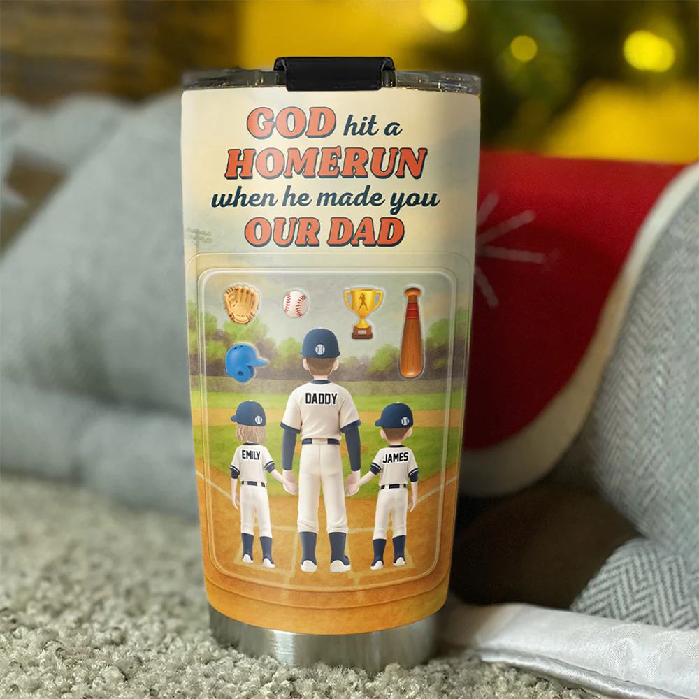God Made A Home Run - Personalized Custom Tumbler - Image 4