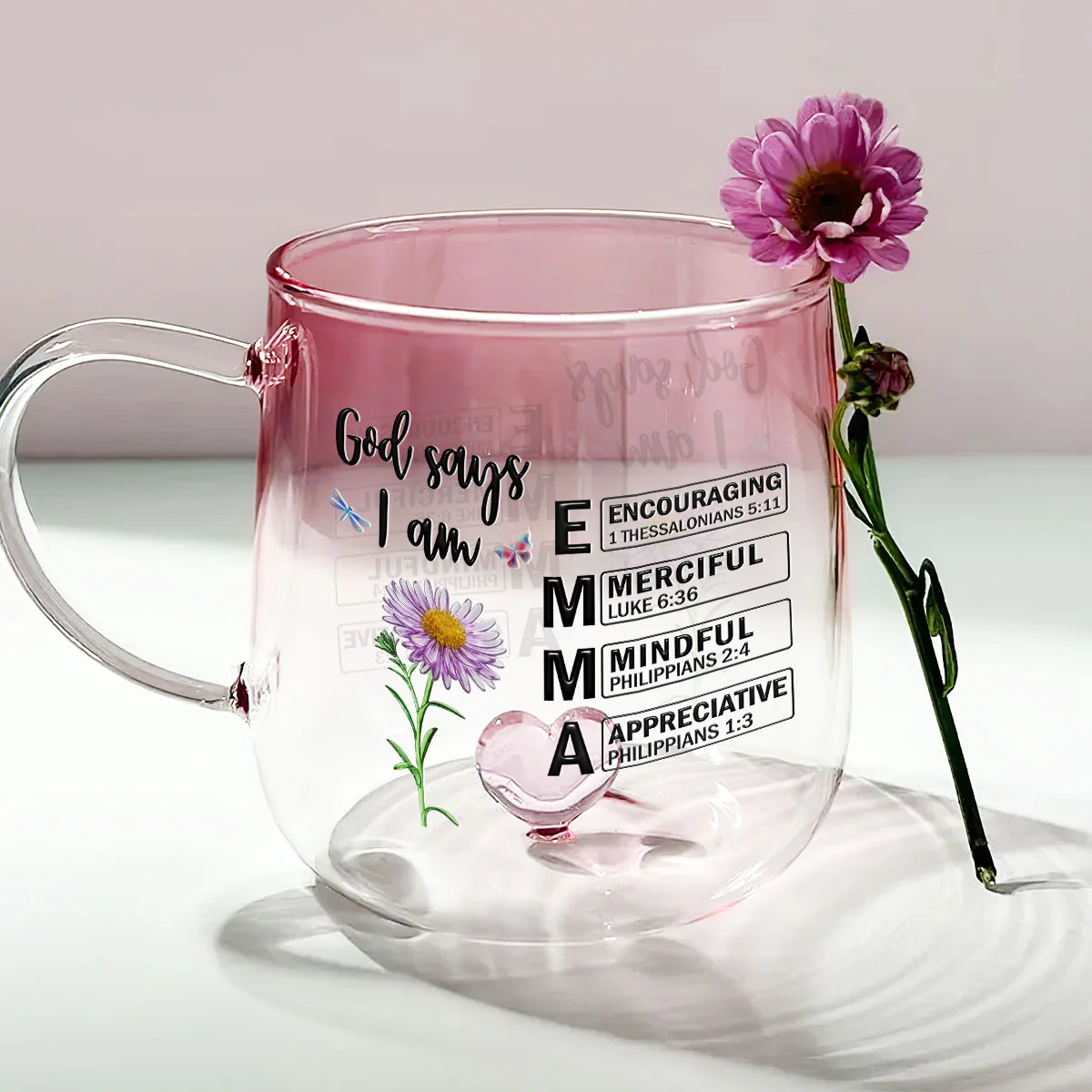 God Say I Am - Personalized Custom Pink Gradient Glass Mug - Image 2
