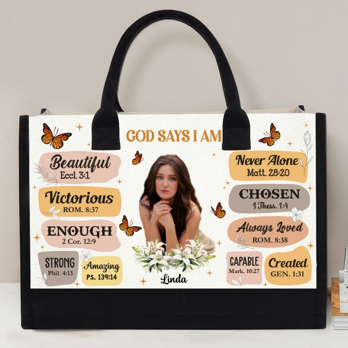 God Say I Am Photo - Personalized Custom Canvas Tote Bag - Image 2